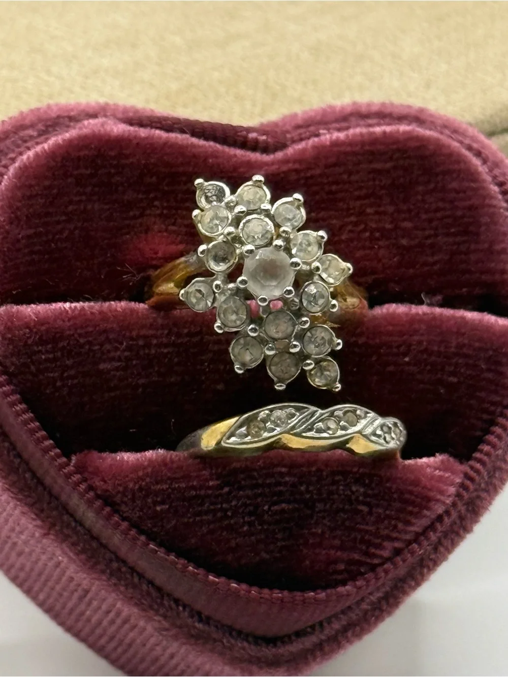 Set of two Two-Tone Floral Cluster Ring